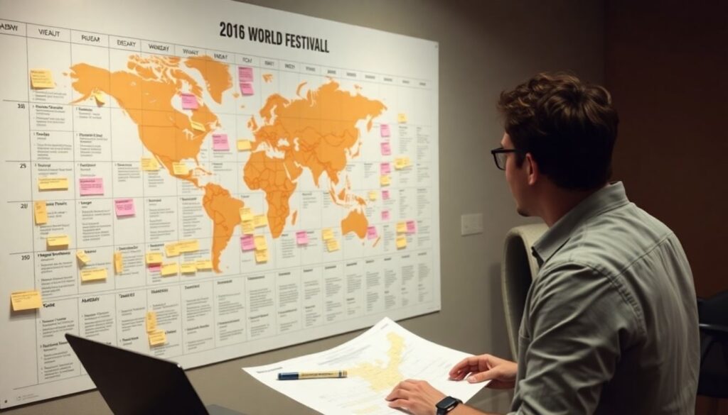 График мировых премьер и фестивалей - иллюстрация